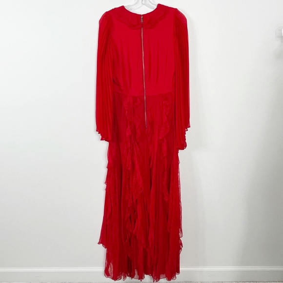 Alice + Olivia Day Sunburst Sleeve Ruffle Maxi Dress Size 6 NWT Ruby Cherry Red - Picture 11 of 13